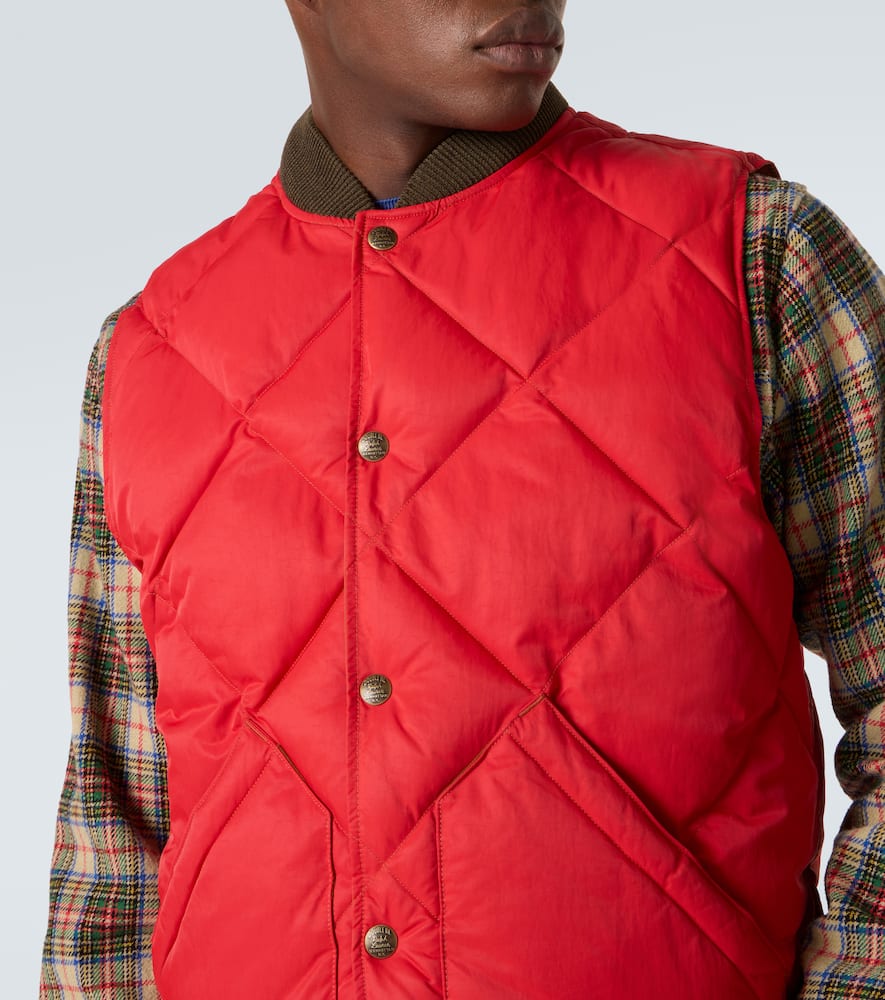 Rrl Quilted Twill Vest In Red