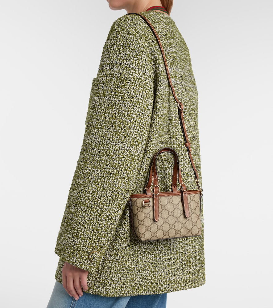 Gucci GG Canvas leather-trimmed tote bag