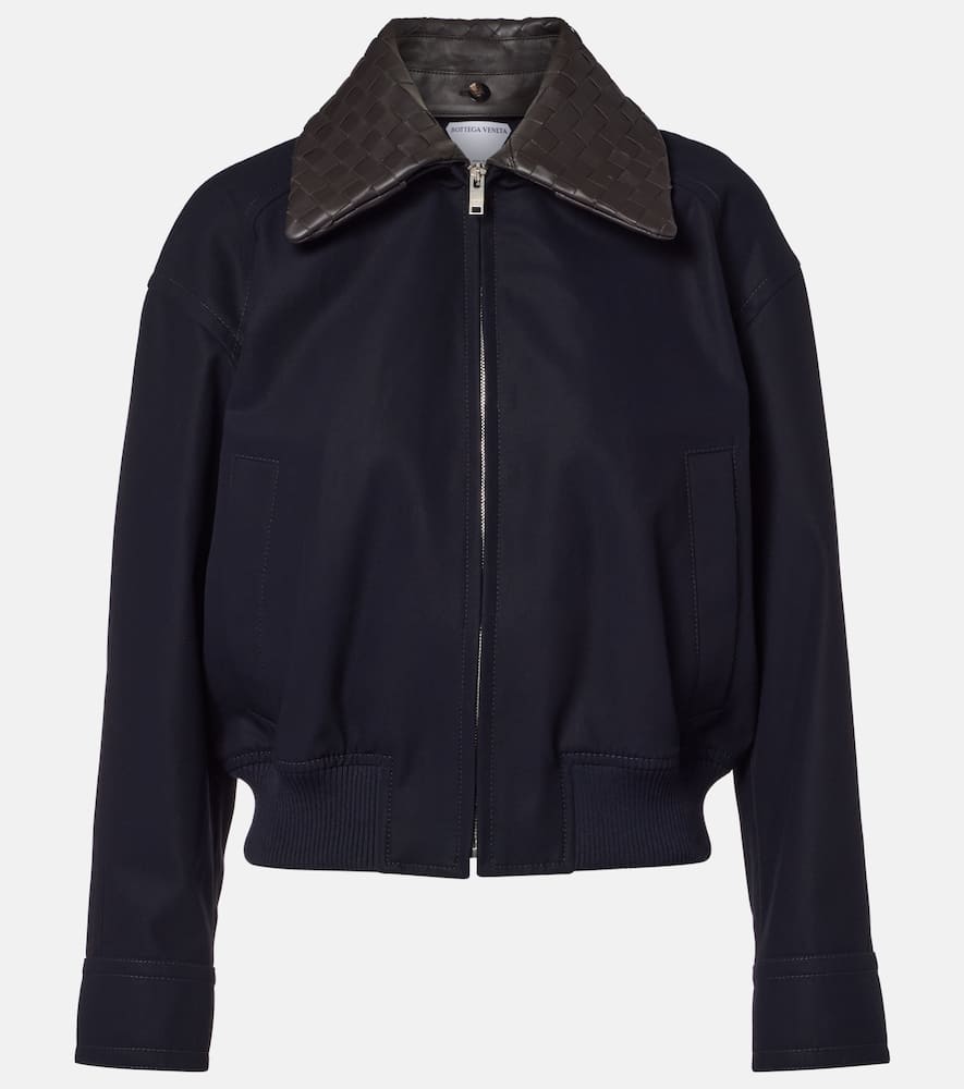 Bottega Veneta Leather-trimmed Cotton Twill Blouson Jacket In Multi