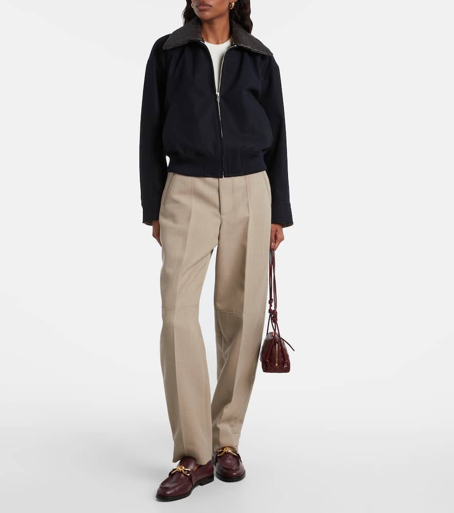 Bottega Veneta Leather-trimmed Cotton Twill Blouson Jacket In Multi