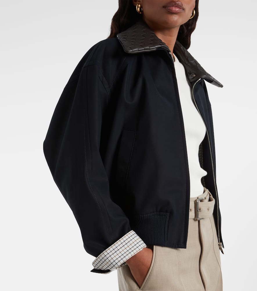 Bottega Veneta Leather-trimmed Cotton Twill Blouson Jacket In Multi