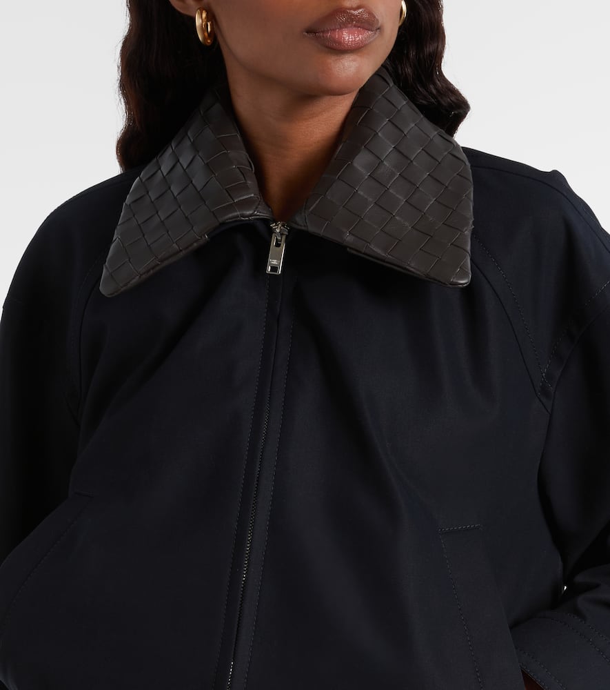 Bottega Veneta Leather-trimmed Cotton Twill Blouson Jacket In Multi