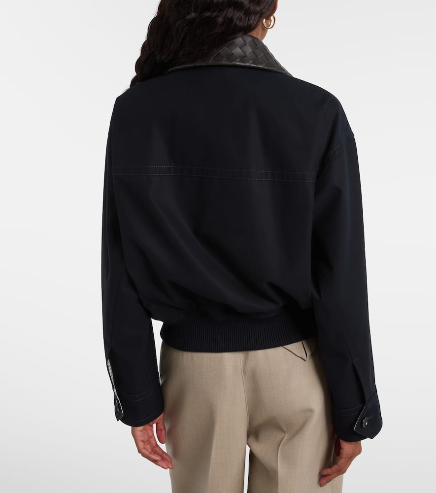 Bottega Veneta Leather-trimmed Cotton Twill Blouson Jacket In Multi