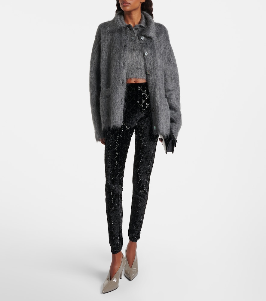  Gucci Gucci Gg Embellished Chenille Leggings 