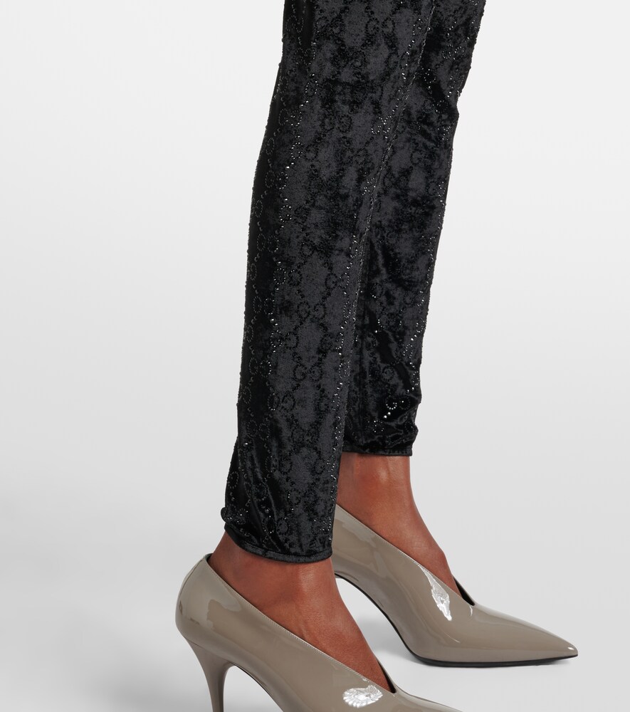  Gucci Gucci Gg Embellished Chenille Leggings 