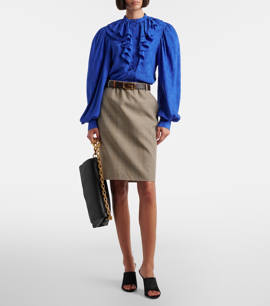  Gucci Gucci Prince Of Wales Check Wool Pencil Skirt 