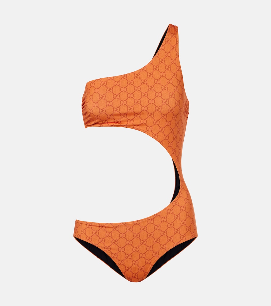 Gucci GG cutout one-shoulder swimsuit