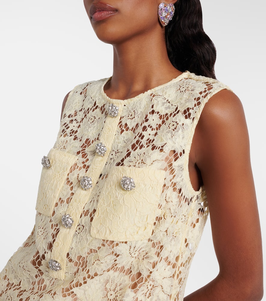 Self-portrait Lace Minidress In Yellow