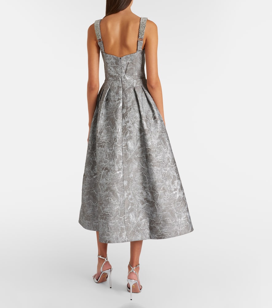Rebecca Vallance Sterling Metallic-effect Jacquard Gown In Gray