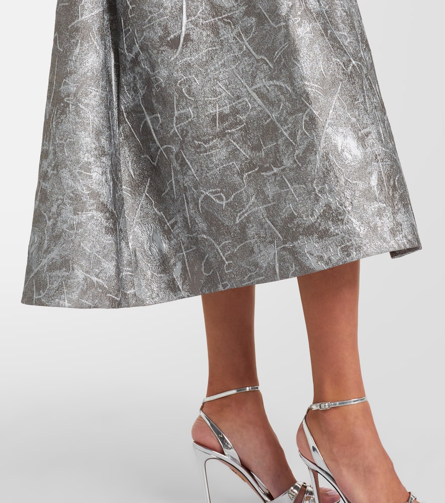 Rebecca Vallance Sterling Metallic-effect Jacquard Gown In Gray
