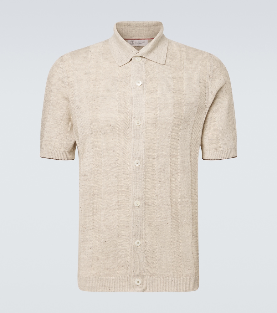 Brunello Cucinelli Men's White Linen And Cotton Polo Sweater UK Size 42 - Mytheresa