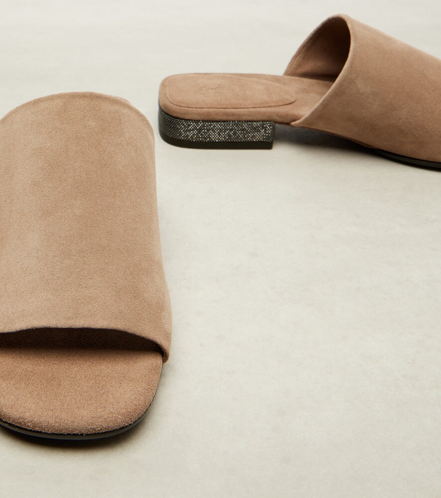  Brunello Cucinelli Brunello Cucinelli Pantoletten Aus Veloursleder 