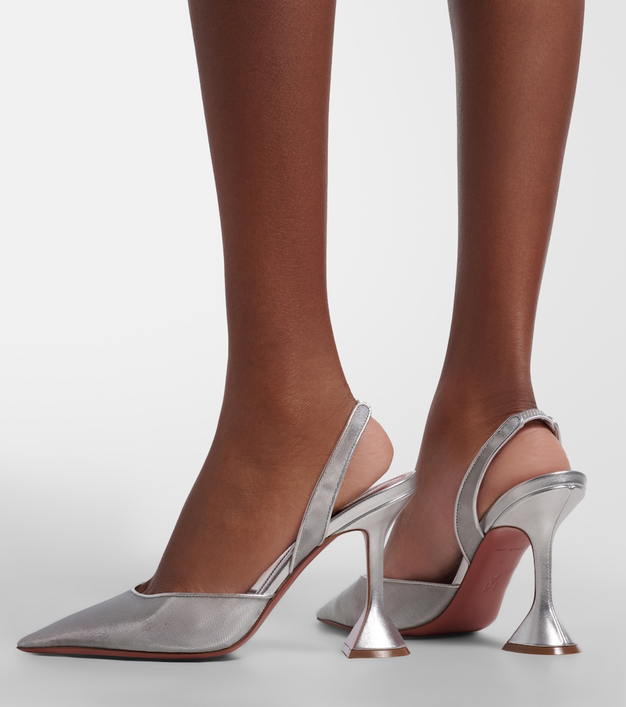 Amina Muaddi Holli mesh slingback pumps