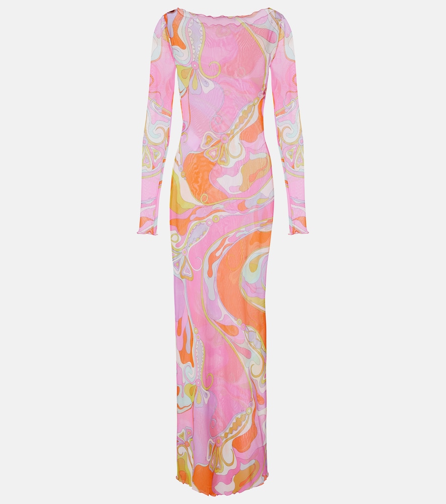 Maxikleid Orchidee aus transparentem Tüll
