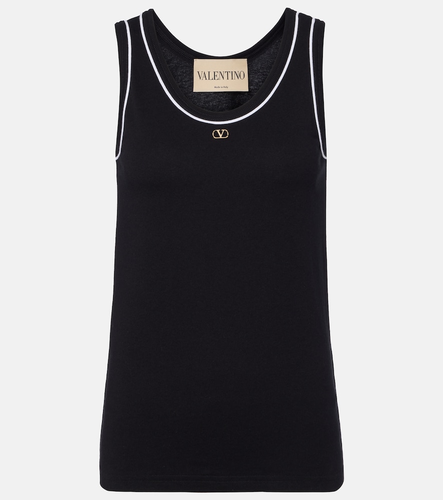 Top VLogo in cotone a coste