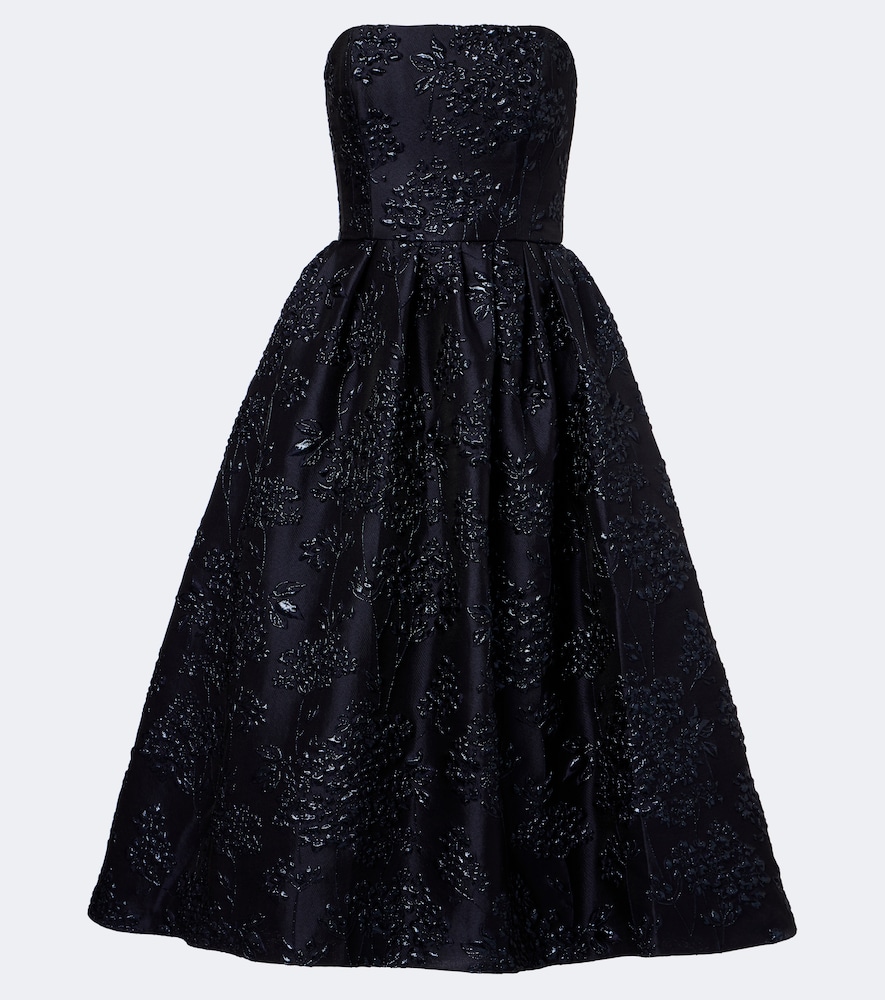 Abito bustier in jacquard floreale