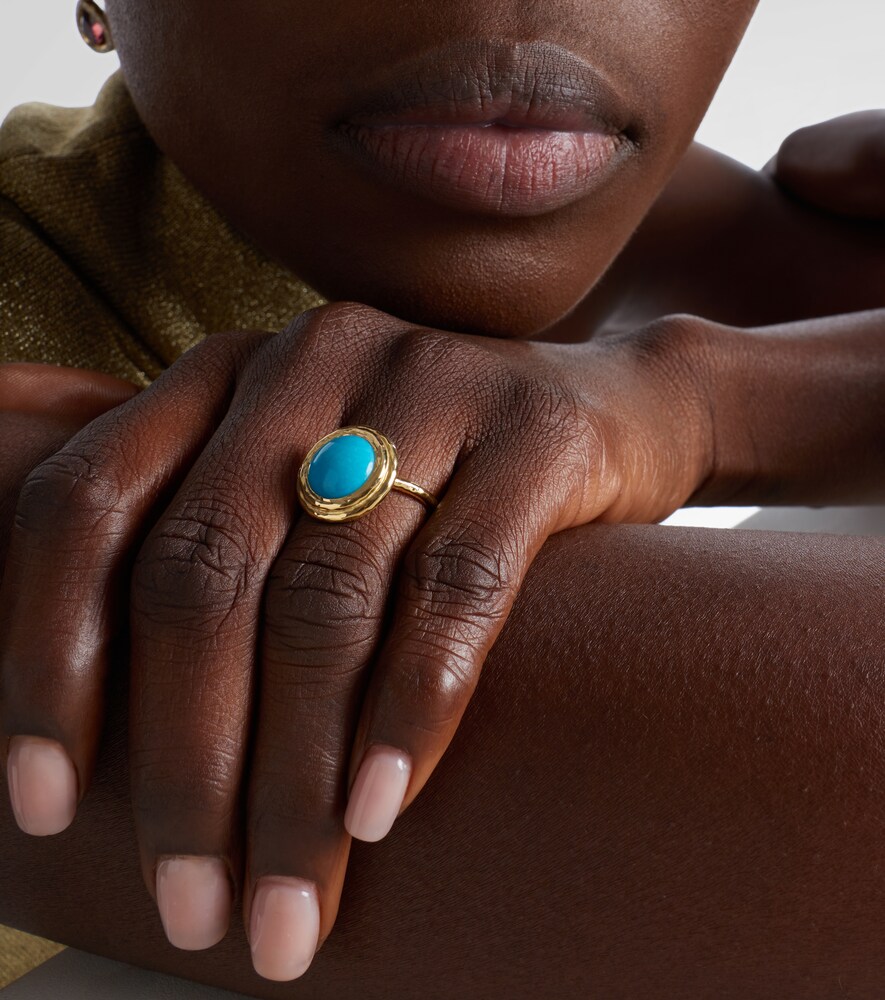 Octavia Elizabeth Coral Beach Allia 18kt gold ring with turquoise