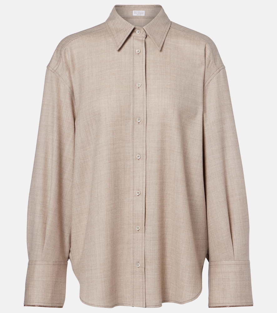 Brunello Cucinelli Women's Beige Virgin Wool Shirt UK Size 14 - Mytheresa