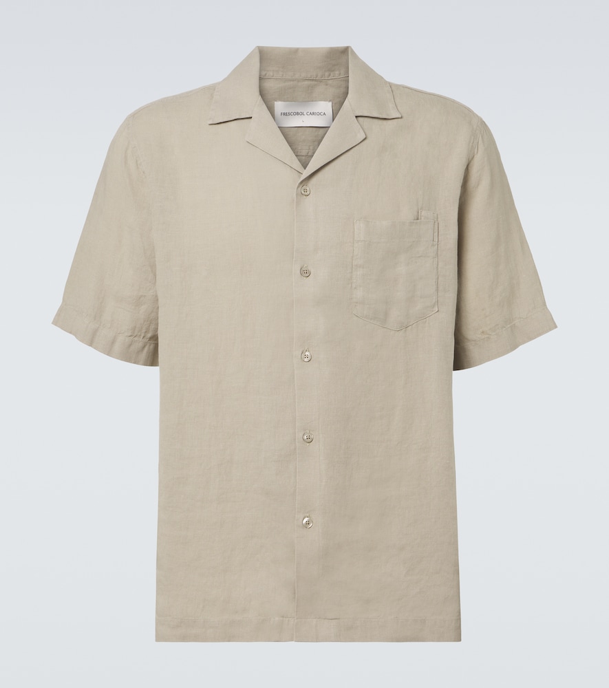 Frescobol Carioca Men's Green Angelo Linen Bowling Shirt UK Size 17,5 - Mytheresa