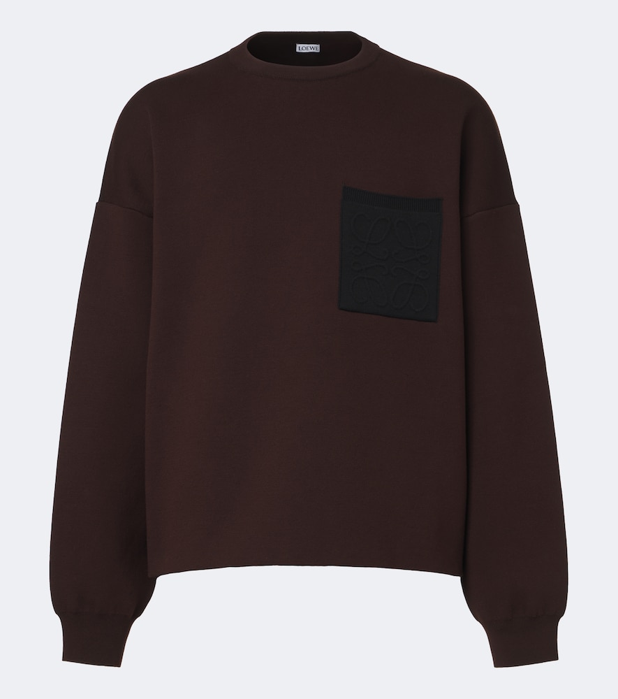 Loewe Anagram Cotton-blend Sweater In Brown
