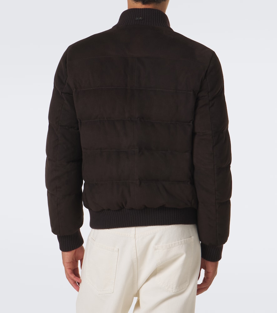 Padded Suede Bomber Jacket
