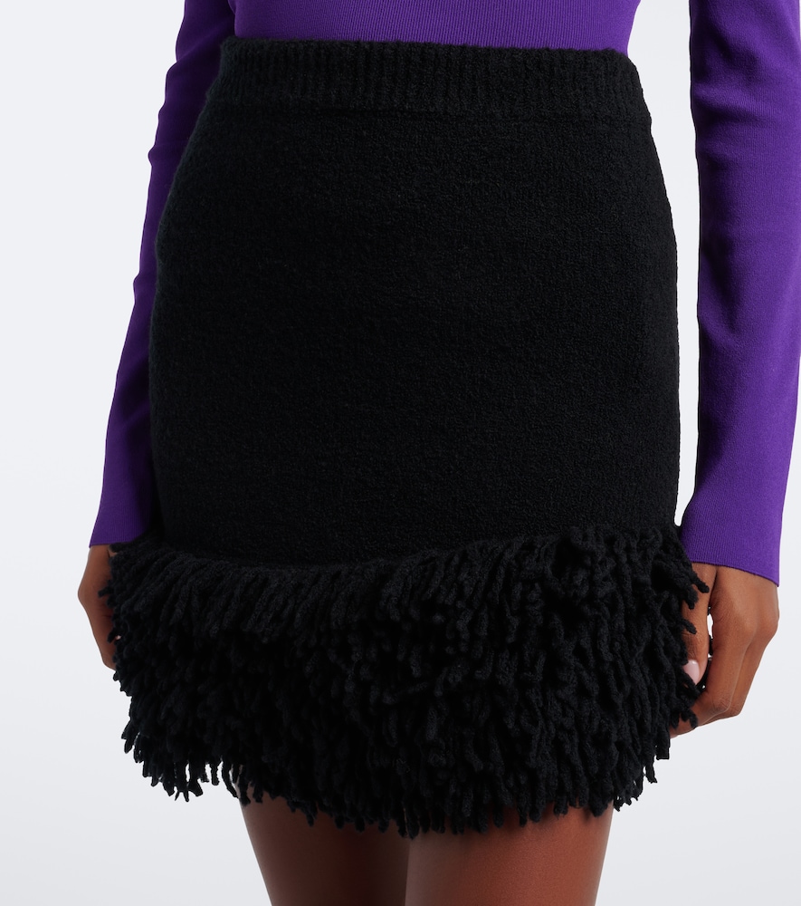 Fringed Wool-Blend Miniskirt