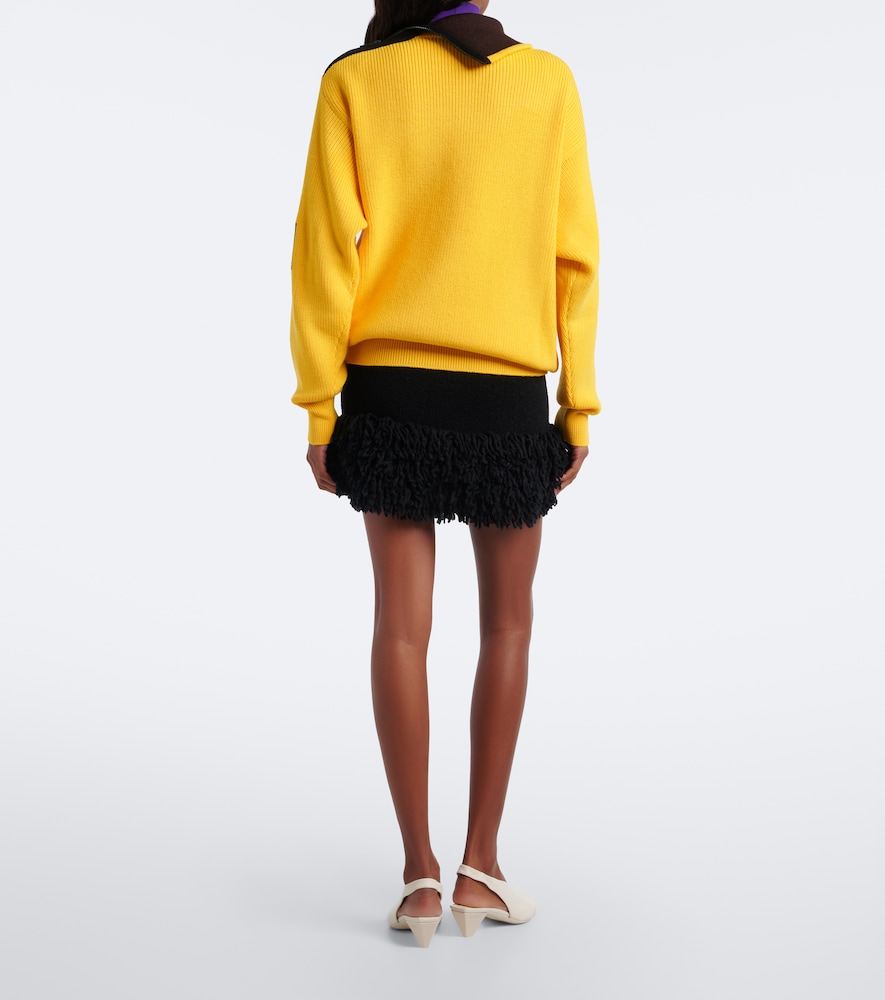 Fringed Wool-Blend Miniskirt