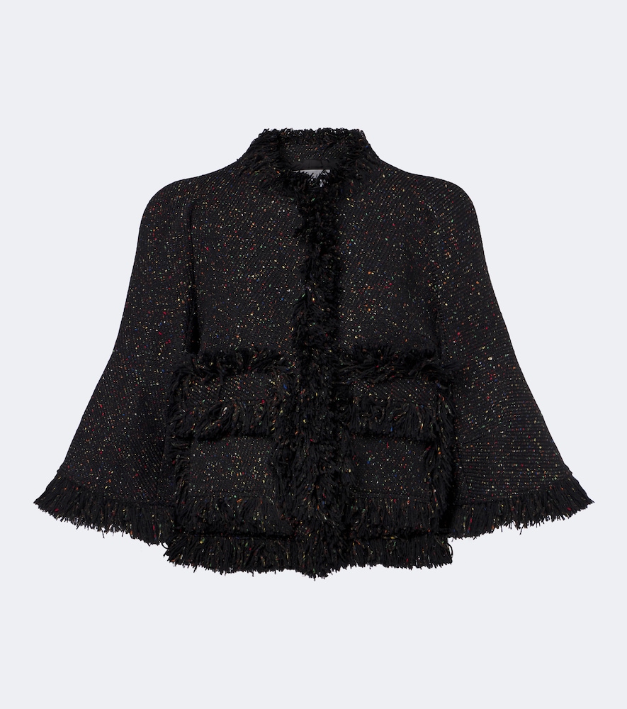 sacai Sacai Fringed wool-blend jacket