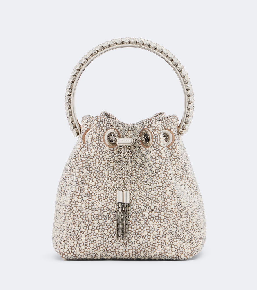 Jimmy Choo Bon Bon Embellished Bucket Bag In Silver