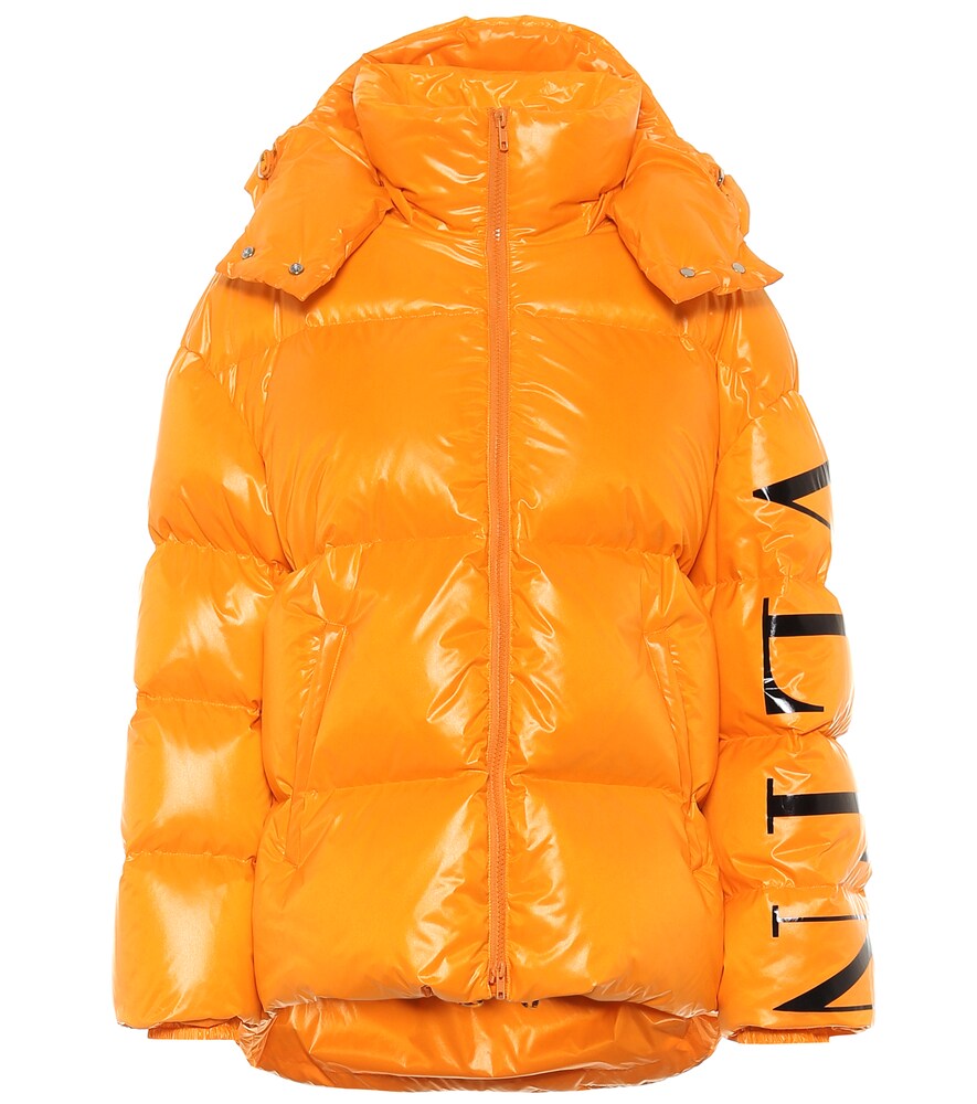orange puffer jacket cropped