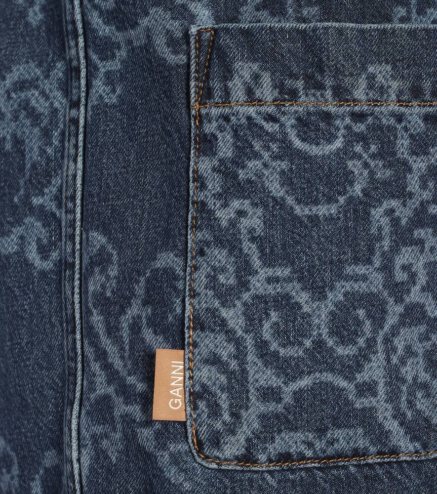 GANNI PRINTED DENIM SHIRT,P00490715