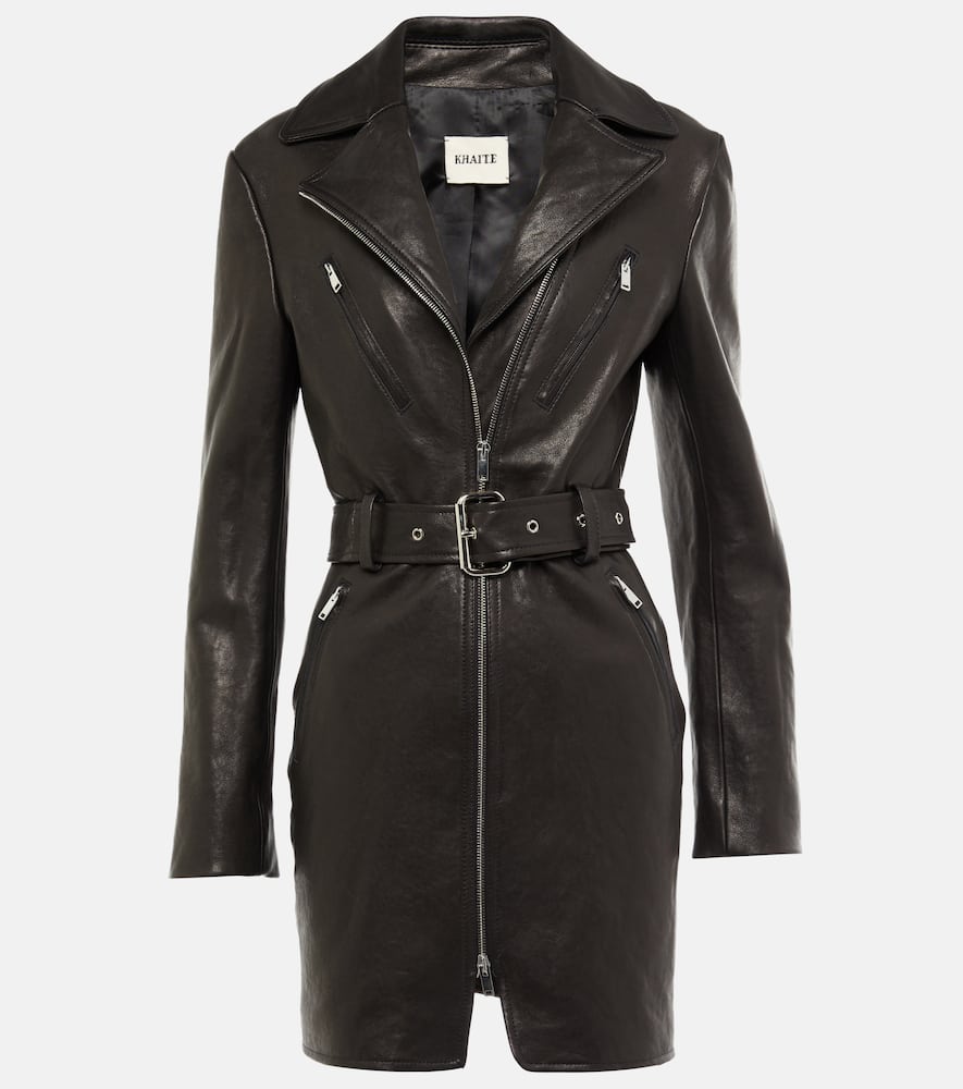 Khaite Nuelle belted leather minidress
