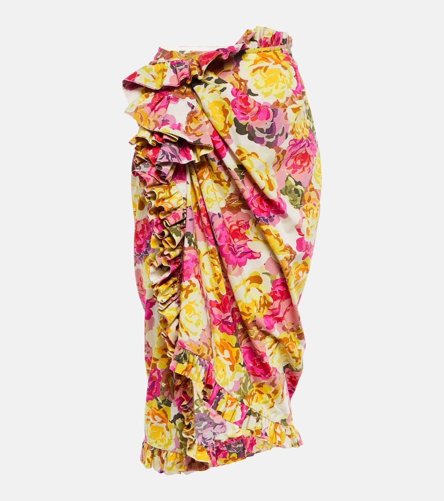 Shop Dries Van Noten Sina High-rise Printed Cotton Poplin Midi Skirt In Ecru