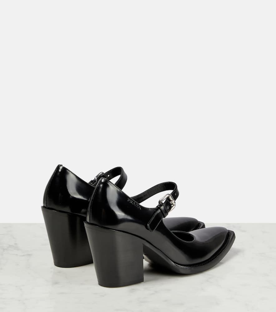 Prada Modellerie Leather Mary Jane Pumps In Nero | ModeSens