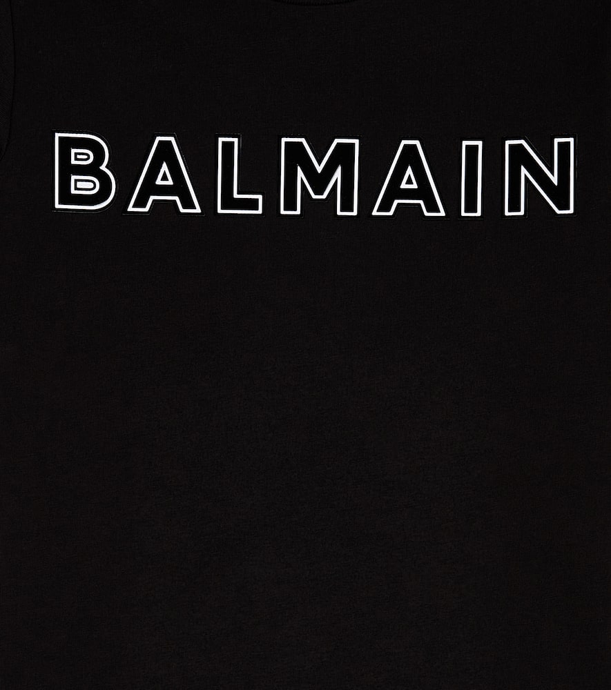 Shop Balmain Logo Cotton T-shirt In Black