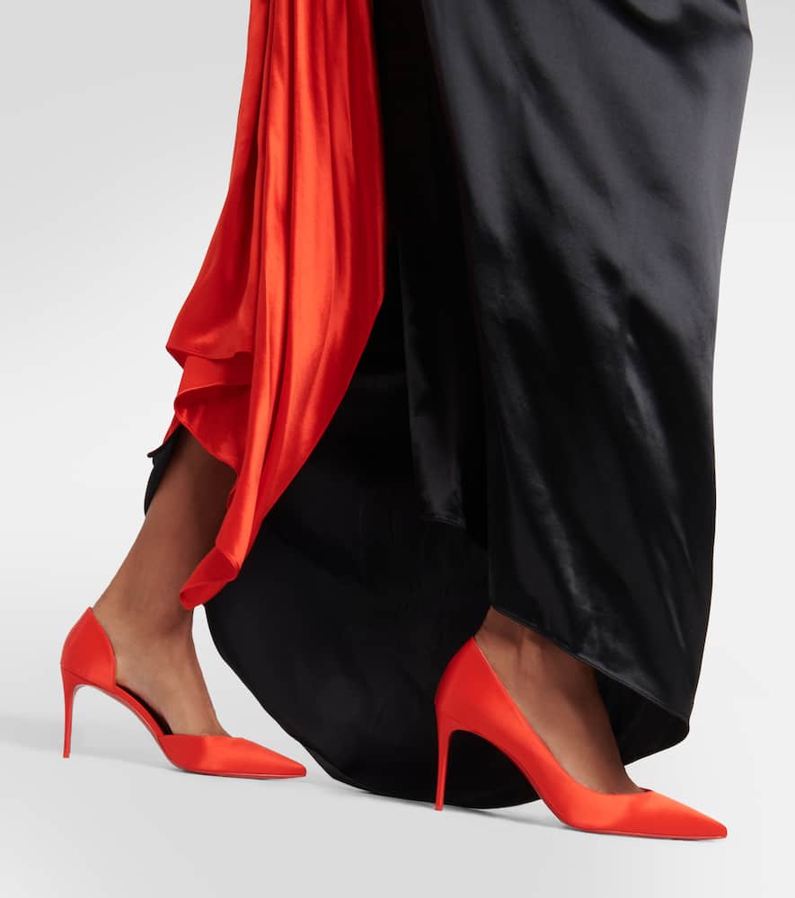 Christian Louboutin Iriza Silk Half-d'orsay Red Sole Pumps In Yellow