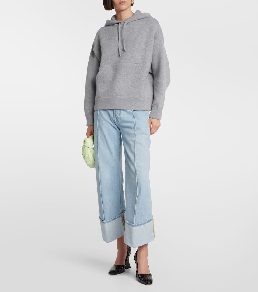 Bottega Veneta Brushed Cashmere-blend Hoodie In Grey