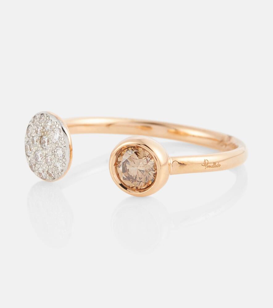 Pomellato 18k Rose Gold & Rhodium Plated 18k Rose Gold Sabbia Brown & White Diamond Ring In Gold