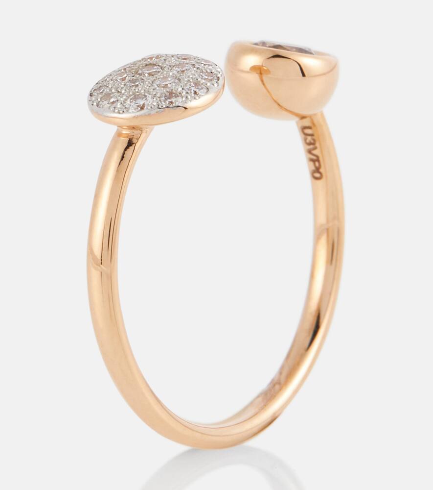 Pomellato 18k Rose Gold & Rhodium Plated 18k Rose Gold Sabbia Brown & White Diamond Ring In Gold