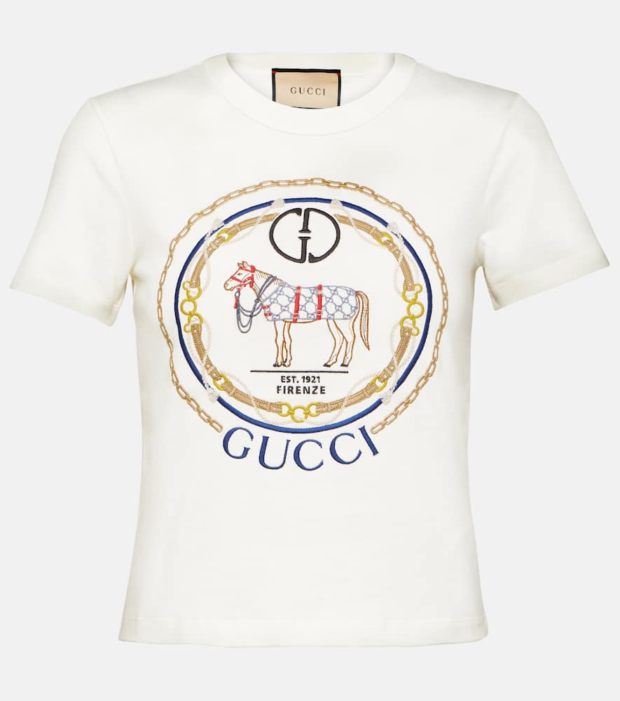 Shop Gucci Interlocking G Cotton Jersey T-shirt In Multicoloured