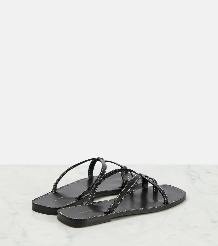 The Row Link Leather Sandals In Black