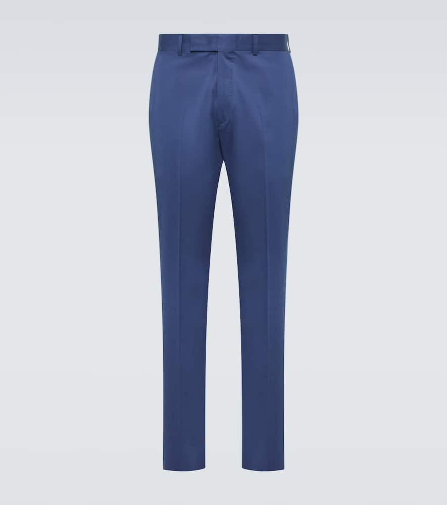 Zegna Cotton Blend Suit Pants In Blue