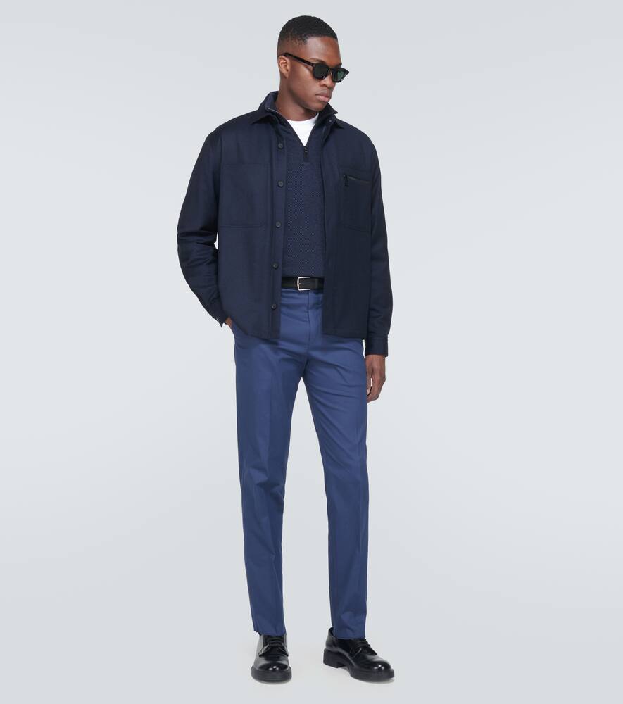Zegna Cotton Blend Suit Pants In Blue