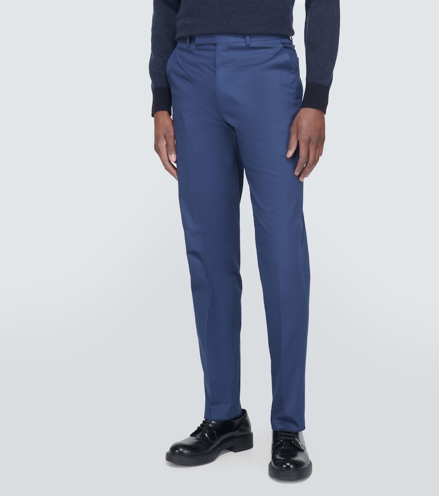 Zegna Cotton Blend Suit Pants In Blue