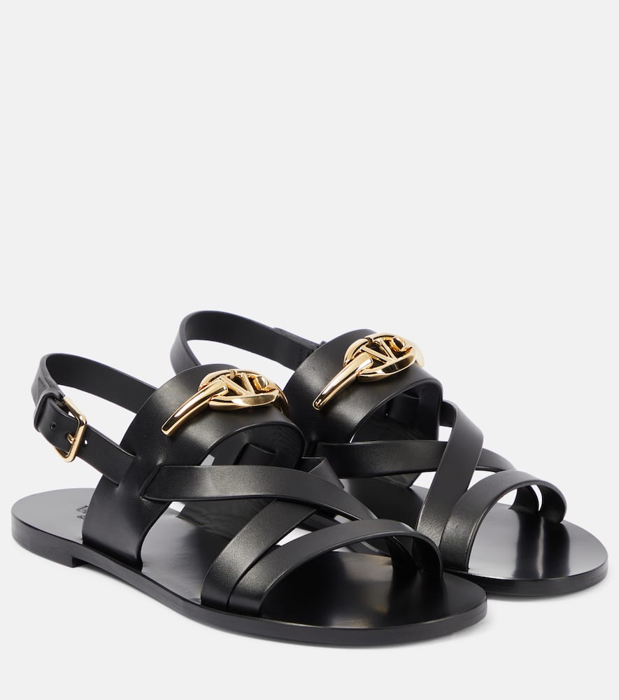 Valentino Sandalen Vlogo Gate Aus Leder In Schwarz