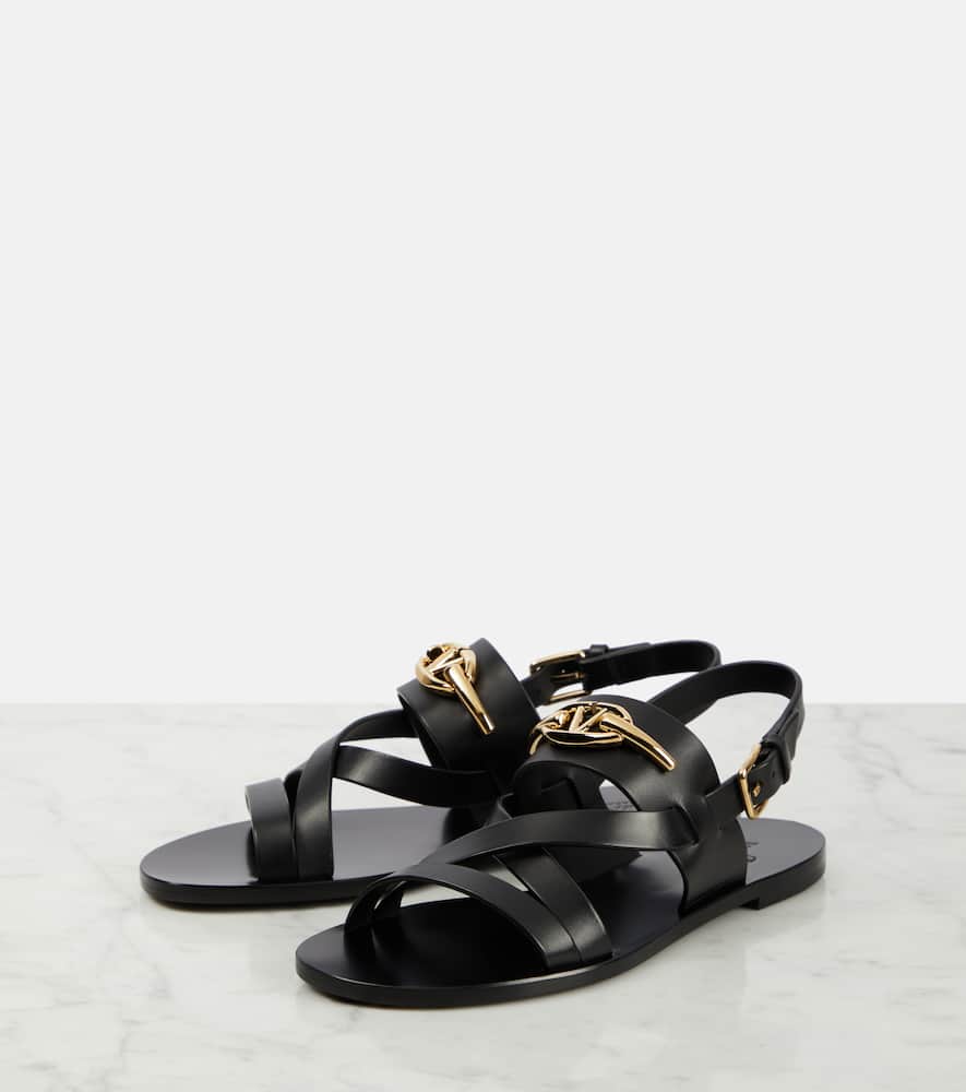 Valentino Sandalen Vlogo Gate Aus Leder In Schwarz
