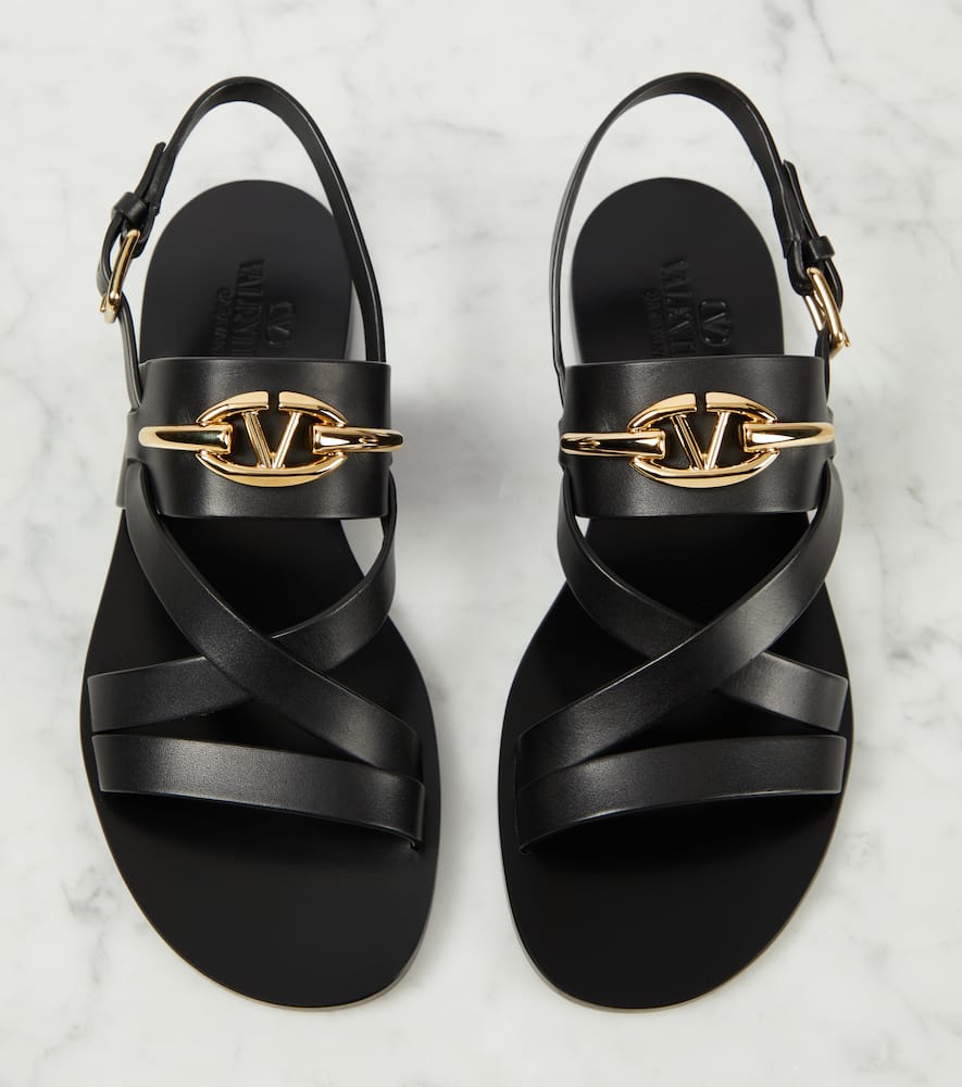 Valentino Sandalen Vlogo Gate Aus Leder In Schwarz