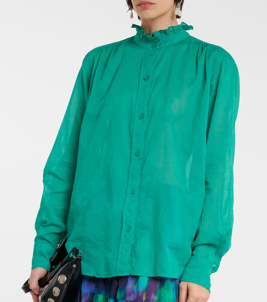 Ruffle-Trimmed Cotton Shirt