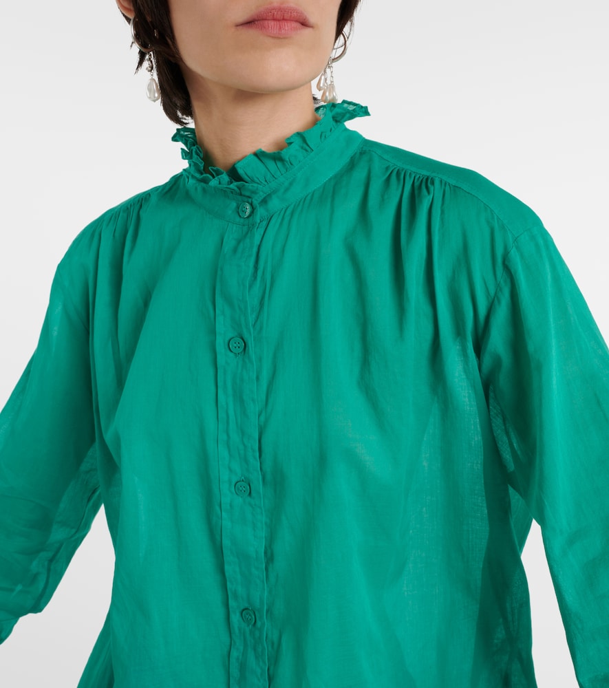 Ruffle-Trimmed Cotton Shirt
