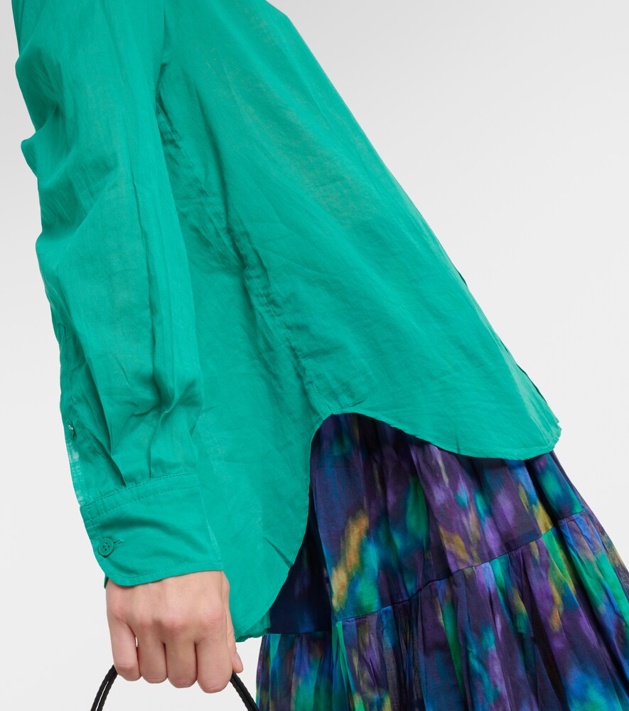 Ruffle-Trimmed Cotton Shirt